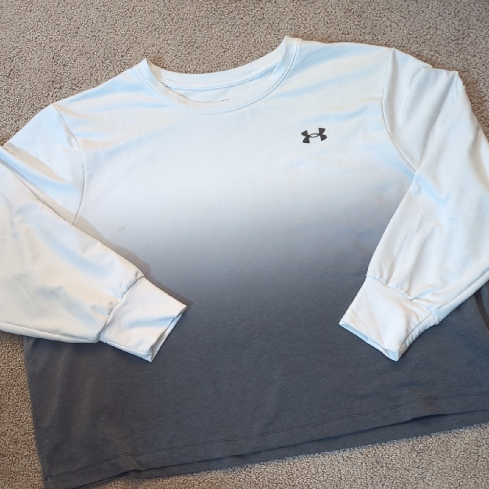 Under Armour White and Gray Ombre Sweatshirt